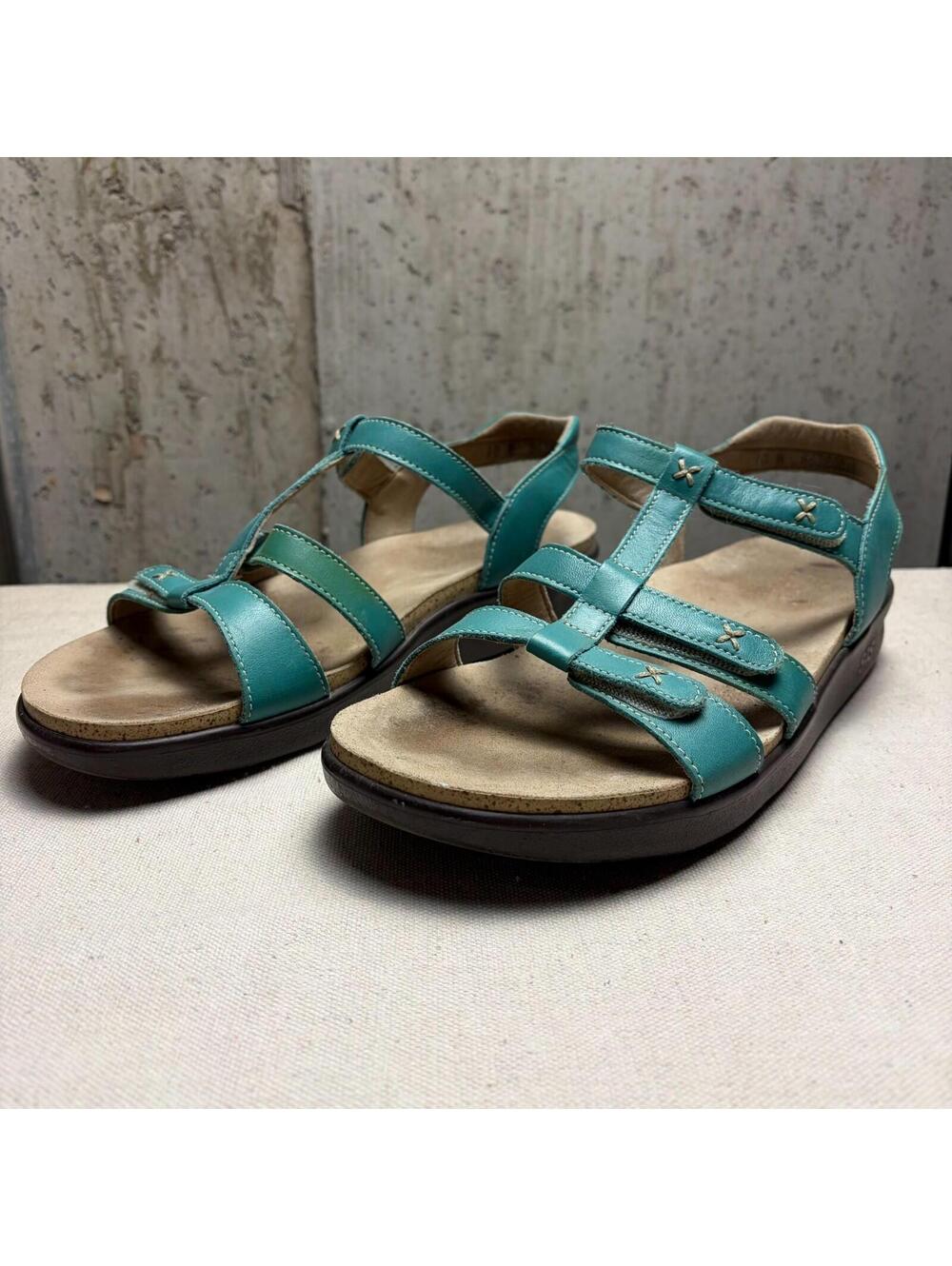 SAS Sorrento Naples Sandals Turquoise Leather Women's Size 10M H6380018 USA